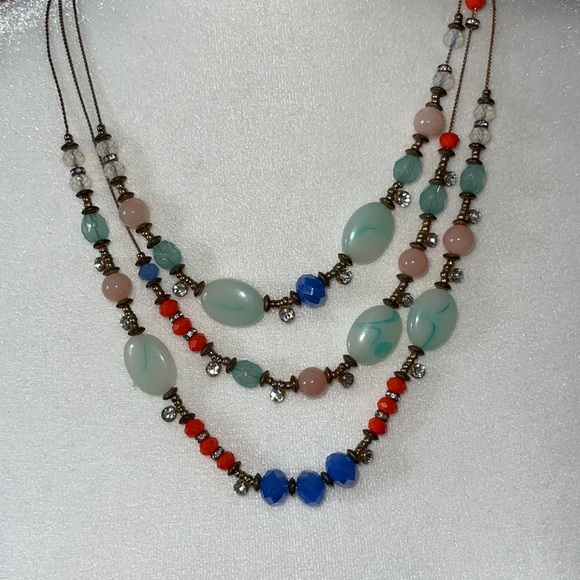 Colorful Multi strand necklace & earrings set - Picture 1 of 7